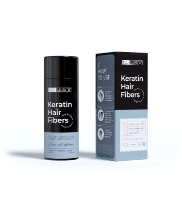 HAIR ILLUSION Keratin Hair Fibers (Black) 100% Natural Looking Hair Fibers. Instantly Conceal Thinning Hair  Bald Spots & Root Cover Up. For Women & Men - 27.5G LARGE Bottle