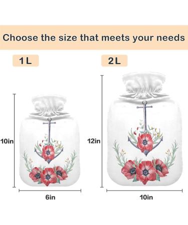 Buy NAANLE 1L Hot Water Bottle - Watercolor Flower Anchor Design | Transparent Pain Relief & Warmth for Bed Hands & Feet - Ideal Heat and Cold Therapy - Buy Online on GoSupps.com
