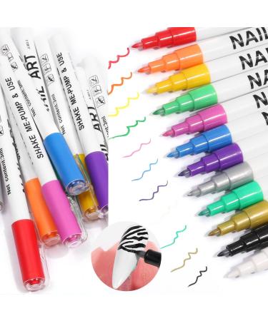 12 Pcs Nail Art Painting Pens Set for DIY Manicure - 3D Point, Graffiti, Dotting, Flower, and Hook Line Designs in 12 Colors - Buy Online on GoSupps.com