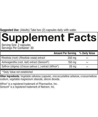 Youtheory Saffron Advanced with Rhodiola - 60 Count Supplement for Mood & Stress Relief - Buy Online on GoSupps.com