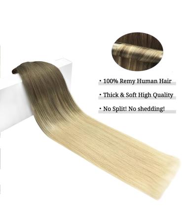Doores Clip-In Extensions - Real Hair Ash Brown to Platinum Blonde 35cm (14 inch) 120g 7 Pieces Thick & Natural Remy Hair Extensions - Buy Online on GoSupps.com