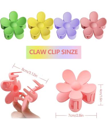Hair Claw Clips Matte Flower Large Clips For Women Thick Hair Strong Hold Hair Clip for Women Girls Non-Slip Hair Accessories Neutral Colors Square and Tiny Flowers Clips 4Pcs - Buy Online on GoSupps.com