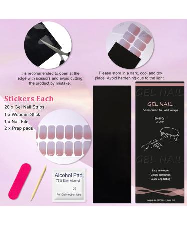 20Pcs Semi Cured Gel Nail Strips Self-Adhesive Gel Nail Stickers Long Lasting Waterproof Gel Nail Polish Wraps Salon-Quality Manicure Set for Women Girls Kids DIY Decorations - Clear Pink Gradient - Buy Online on GoSupps.com