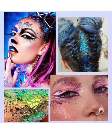 2 Pack Glitter Gel - Chunky Sequin Face Hair Nail & Lip Shimmer for Festivals & Parties | Long-Lasting Eyeshadow & Makeup - Buy Online on GoSupps.com