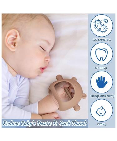 Silicone Bear Teething Toys Set - Anti-Drop Baby Teether Pacifier for Pain Relief and Chewing Needs - 4 Pieces (Blue, Caramel, Pink) - Buy Online on GoSupps.com