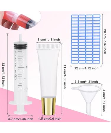 AerRoll 15 ML Gold Cap Empty Lip Gloss Tubes - 50pcs with Labels, Syringe, Funnel & Gift Bags - DIY Lip Gloss Balm Cosmetic - Buy Online on GoSupps.com