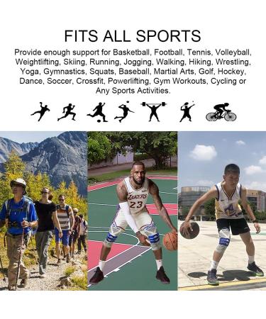 Knee Brace Compression Sleeve - Support for Arthritis Running Basketball | Side Spring & Silicone Pad - XXL (Black-Blue - Buy Online on GoSupps.com