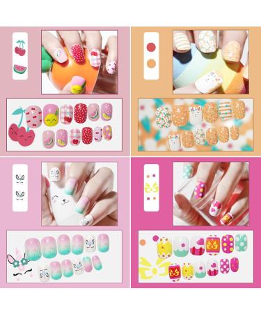 Buy 96 Pcs Pre-Glued Kinder gel - Girls' Press-On Short Fake Nails | Great for Kids | Fast International Shipping - Buy Online on GoSupps.com