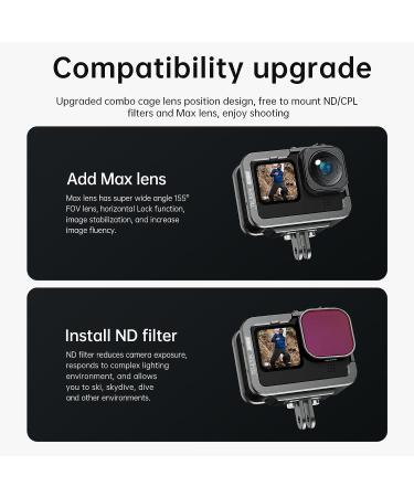 Telesin Aluminum Camera Cage for GoPro Hero 12 11 10 9 | Optimized Housing with Cold Shoe for ND CPL Lens Filter & Microphone - Perfect Accessory for Hero 9 Black - Buy Online on GoSupps.com