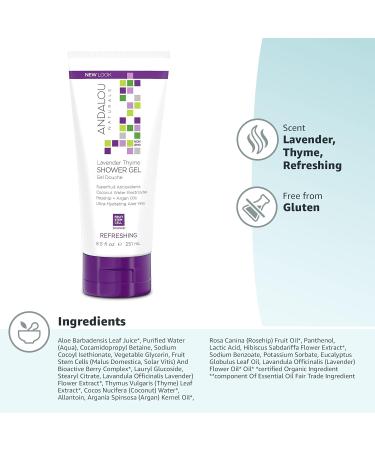 Andalou Naturals Lavender Thyme Refreshing Shower Gel 8.5 Fluid Ounce floral - Buy Online on GoSupps.com