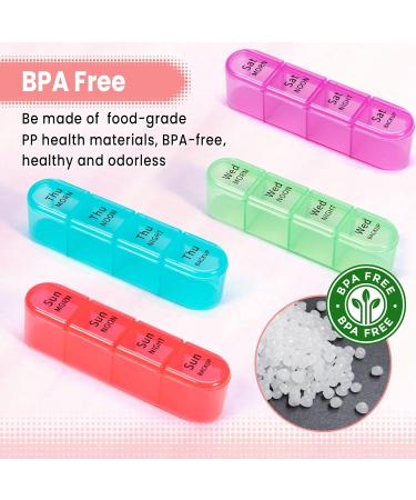 Pill Box 4 Times a Day 7 Days Pill Organiser Box with 28 Compartments Weekly Pill Case for Morning Noon Evening and Bed Time (Pink) - Buy Online on GoSupps.com