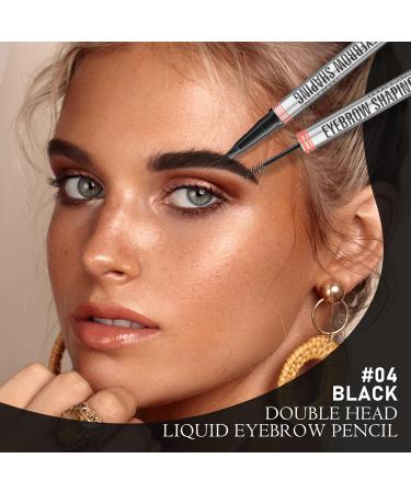 DAGEDA 2-in-1 Eyebrow Pen and Eyebrow Gel Magic Eyebrow Pencil with 4 Fork Tip Waterproof Microblading Eyebrow Pen Brow Gel Long-Lasting Natural Eye Brow Pen For Defining Brows 04 Black - Buy Online on GoSupps.com