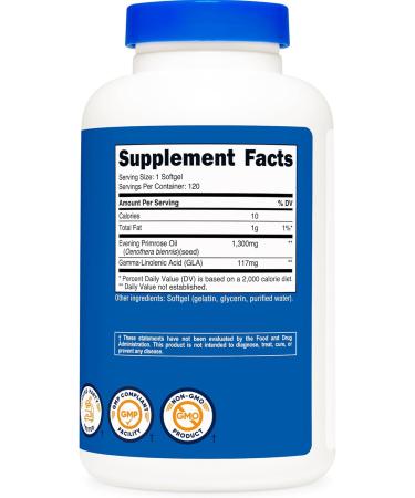 Nutricost Evening Primrose Oil 1 300mg 120 Softgels - Cold Pressed Non-GMO Gluten Free 120 Servings (Pack of 2) - Buy Online on GoSupps.com