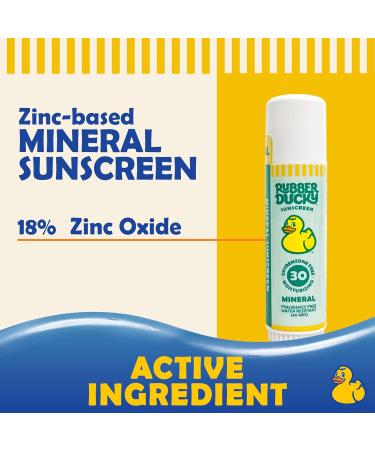 Rubber Ducky SPF 30 Mineral Sunscreen Stick - Water Resistant Moisturizing Broad Spectrum Face Protection with Vitamin E - Travel Size 0.6 oz - Buy Online on GoSupps.com