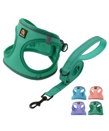 Bella & Pal dog harness Small dogs with a leash step-in dishes made of Air mesh anti-train reflective breathable breastware puppy dishes for small dogs cat dishes emerald m m (40-45cm breast grapes) Emerald