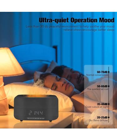 Essential Oil Diffuser 400ml | Flame Air Humidifier with White Noise Bluetooth Speaker & Clock | Remote Control Aroma Diffuser for Large Rooms Bedroom Office & Gym (Black - Buy Online on GoSupps.com