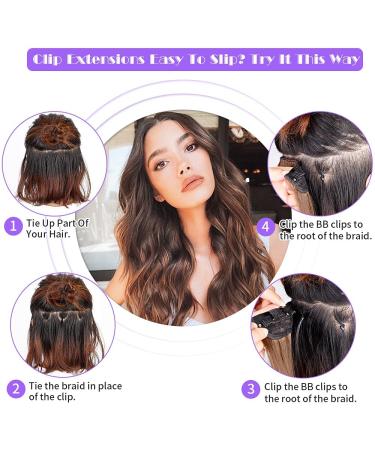 Deethens 20 Clip in Beach Wavy Hair Extensions - Synthetic Bouncy Curly Hairpieces for Women in Moss Brown - Buy Online on GoSupps.com