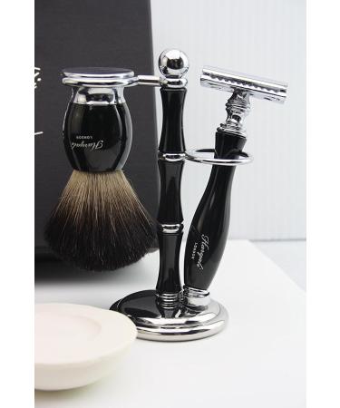 Premium Black Badger Hair Shaving Set | Brush Razors & Holder for Men | Perfect Gift for Him - Buy Online on GoSupps.com