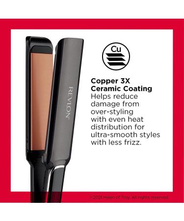 Revlon Copper Smooth Hair Flat Iron | Frizz Control | XL 1-1/2 in | Fast & Shiny Styles | Black 1.5 Inch - Buy Online on GoSupps.com