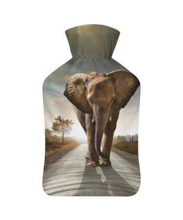 Elephant Hot Water Bottle With Cover Plush Bed Bottle Hand Warmer For Adults And Children 26.5X15.3cm