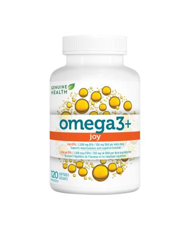 Genuine Health Omega3+ Joy 120 softgels 2000mg EPA 100mg DHA Supports healthy daily mood balance Wild-caught Non-GMO 120 count (Pack of 1)