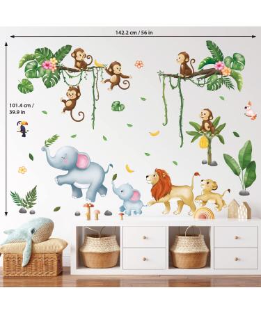 DECOWALL Jungle Animals Tree Wall Decals - Monkey Lion Wall Stickers for Nursery & Kids Room D cor - Buy Online on GoSupps.com