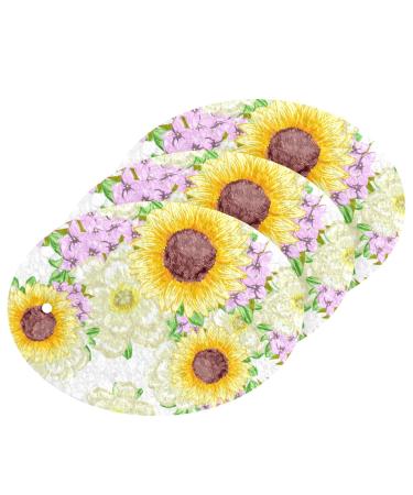 3-Pack Cleaning Kitchen Sponges Oval Abstract Elegance with Floral Kitchen Cellulose Dishwashing Wood Pulp Cotton