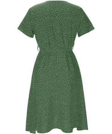 Women's Green Floral Wrap Midi Dress - Boho Summer Beach A-Line Smocked Dress - Buy Online on GoSupps.com