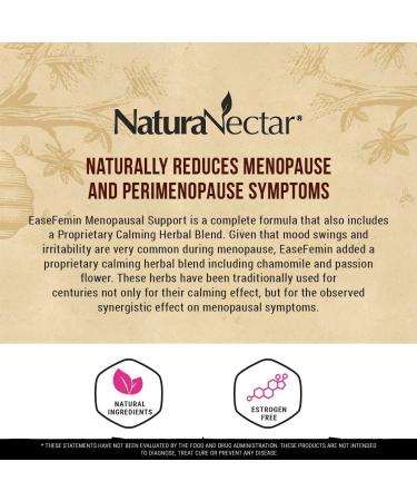 NaturaNectar EaseFemin Menopause Supplements for Women - 30 Count - Bee Propolis Menopausal Support Capsules For Hot Flashes and Night Sweats with Proprietary Calming Herbal Blend for a Better Night o - Buy Online on GoSupps.com