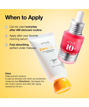 Anua Zero-Cast Moisturizing Sunscreen SPF 50 cran solaire visage hydratant Sans traces blanches Acide Hyaluronique Niacinamide Oil-Free 1.69 fl.oz - Buy Online on GoSupps.com