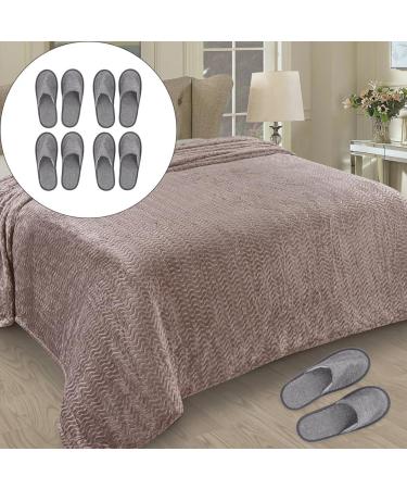 Buy Aomigt Portable Non-Slip Disposable Slippers | Linen & Terry Slippers for Hotels Guests & Travel 4 Pairs - Buy Online on GoSupps.com