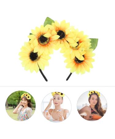 Sunflower Headband Buckle Boho Hawaiian Vacation Hair Cards Flower Headband Hippie Headband Flower Crown Hair Accessories for Parties Festival for Girls Women - Buy Online on GoSupps.com