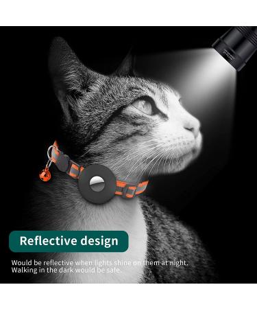 Reflective Airtag Cat Collar with Bell | Waterproof Holder Case for Apple Airtag | Breakaway Safety Buckle | Orange - Ideal for Cat or Kitten - Buy Online on GoSupps.com