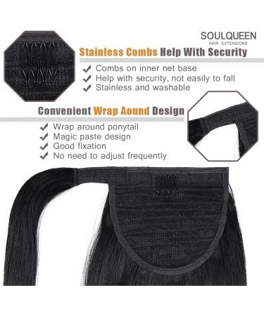 Ponytail Extensions Remy Human Hair Ponytail Extensions Human Ponytail Hair Extensions Wrap Around Hair Magic Paste Invisible Soft Straight Ponytail for Women(Black 14inches 65g) 14inches 65g Black - Buy Online on GoSupps.com