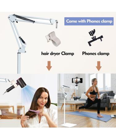 Hands-Free 360 Hair Dryer Stand Holder - Adjustable Floor Stand for All Hair Dryers (White - Buy Online on GoSupps.com
