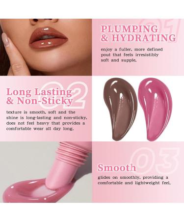 Sitovely Glossy Plumping Lip Gloss Voluminous Lip Balm Nude Colors Lipstick Glossy Plumping Peptide Lip Gloss Lip Butter Balm High-Shine Nude Colors Lip Glow Oil (Pink M) - Buy Online on GoSupps.com