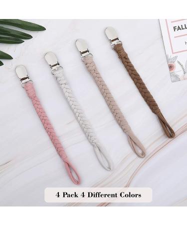 Handmade Braided Rope Pacifier Clip Holder 4 Pack - Boy and Girl Universal Design (White) - Buy Online on GoSupps.com
