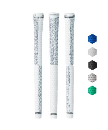 Wedge Guys DC Tour Golf Grips  4 Grip Zones for Supreme Comfort & Control - All-Weather Performance Golf Club Grips Replacement for Regripping Wedges Drivers Irons Woods Hybrids, Midsize or Standard Midsize White 3 Pack