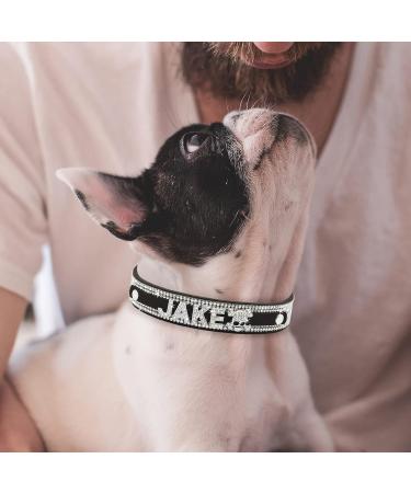 Senristar Personalized Bling Rhinestone Dog Collar | Custom Glitter Crystal Diamond for Small Medium & Large Dogs (3.0 cm Wide 45-54 cm Neck) - Stylish Black Design - Buy Online on GoSupps.com