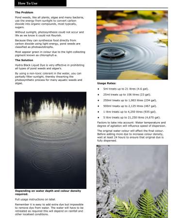 Hydra Liquid Black Pond Dye 250ml | Treats 1063L | Safe for Wildlife | Water Feature & Fountain Concentrated Dye - Buy Online on GoSupps.com