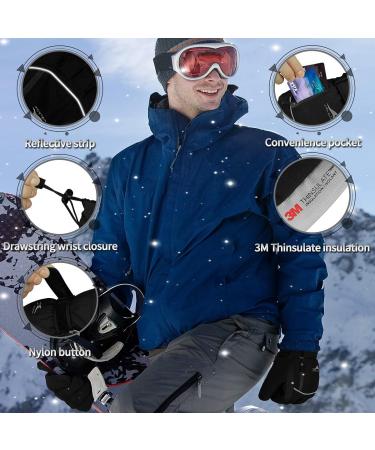 Achiou Men's Waterproof Winter Ski Gloves - Black/Grey, Large - Touchscreen Compatible - Buy Online on GoSupps.com