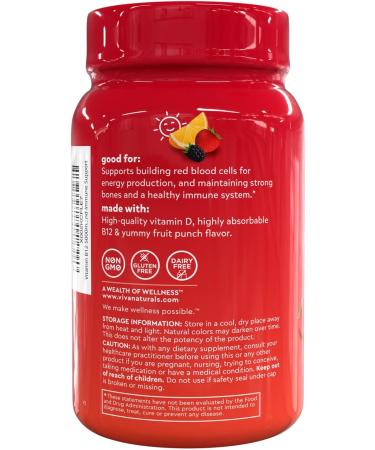 Vitamin B12 5000mcg & Vitamin D3 5000 IU Gummies | Fruit Punch Flavor | Energy & Immune Support | 60 Count - Buy Online on GoSupps.com