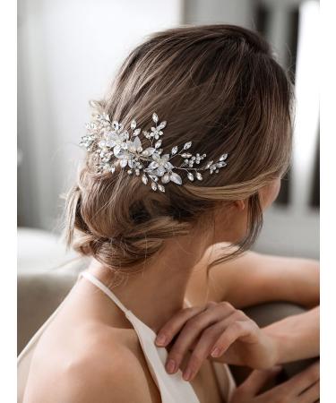 SWEETV Handmade Pearl Flower Wedding Hair Comb for Women - Bridal Hair Clip & Accessories - Buy Online on GoSupps.com
