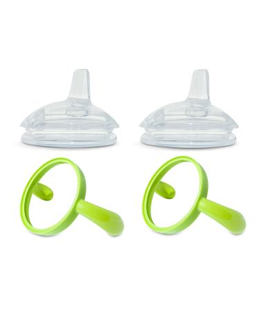 Sippy Spout Nipples with Bottle Handles for Comotomo Baby Bottle | 2-Pack | Food Grade Silicone | BPA-Free | Spill-Proof (Green)