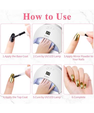 Melliex Nail Powder Set - 4 Chrome Powders 5 Glitter Nails 4 Gold Leaf & 8 Eyeshadow Brushes for DIY Nail Art & Salon Designs - International Shipping Available - Buy Online on GoSupps.com