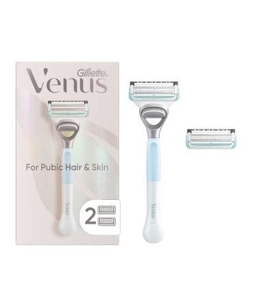 Gillette Venus Intimate Grooming Razors for Women, 1 Venus Razor Bikini Trimmer, 2 Razor Blade Refills, Pink Handle + 2 Refills