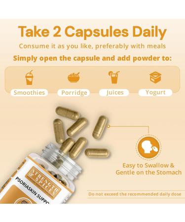 Strength & Spices Psoriaskin Supplement Immune System Booster with 31 Powerful Ingredients and Amino Acids Soothes Red Flaky Skin 1000 mg 60 Vegan Capsules - Buy Online on GoSupps.com