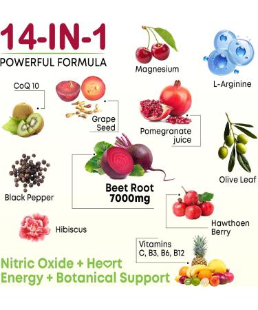 Beet Root Gummies 7000MG Nitric Oxide Beetroot Gummies with Coq 10, Grape Seed, Pomegranate for Circulation & Energy Support Vegan, Non-GMO, 120 Beet Chews 60 Count (Pack of 2) - Buy Online on GoSupps.com