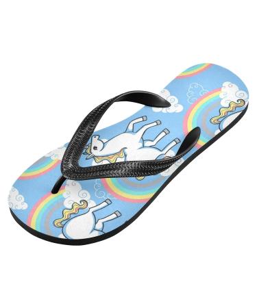 Mnsruu Cartoon Unicorn Horse Rainbow Cloud Flip Flop Sandals - XL Home Slippers for Men & Women | Travel & Spa Comfort - Buy Online on GoSupps.com