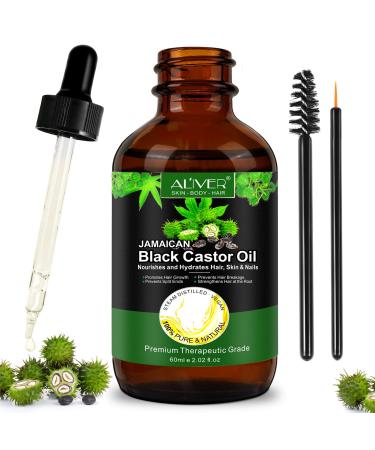 NIFEISHI Castor Oil  Castor Oil for Hair Growth  Jamaican Black Castor Oil for Eyelashes and Eyebrows  Nourishes and Hydrates Hair  Skin & Nails Organic Castor Oil 60ml/2.02 fl.oz